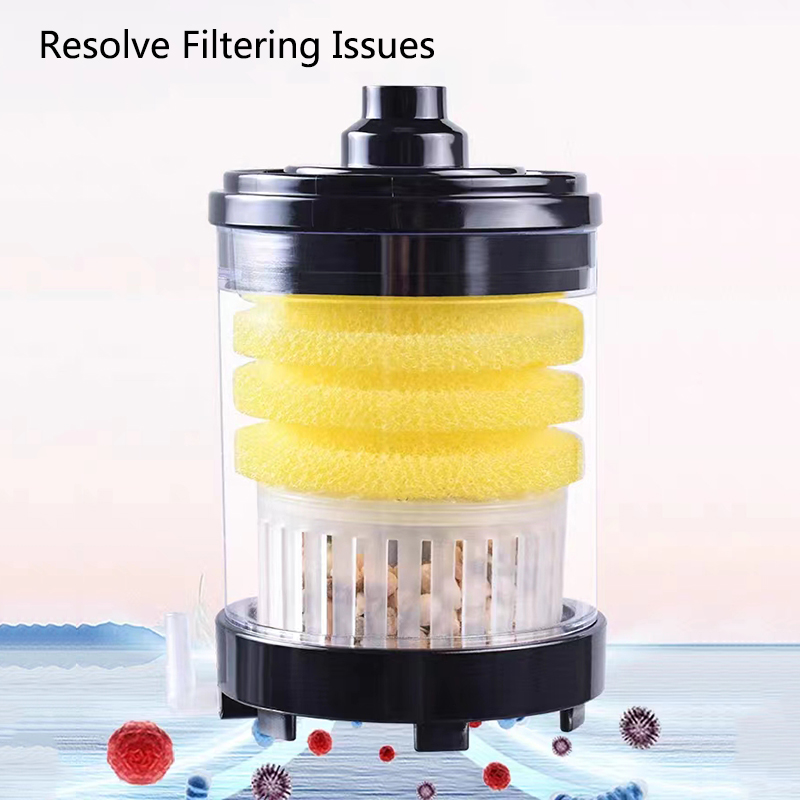 Taburete para excrementos de peces para acuario, filtro de succión para estiércol, recolector de pecera, esponjas bioquímicas con bolas multimedia, aumento de oxígeno
