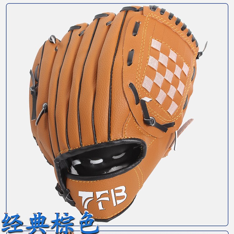 Guante de béisbol de cuero para niños, guantes de béisbol de lujo, equipo de entrenamiento, ropa deportiva BY50BQ: Marrón / 12.5 inches