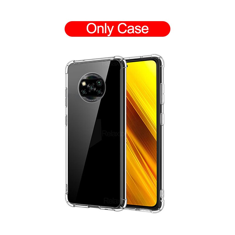 3-in-1 tempered glass for xiaomi poco x3 nfc camera film soft case for mi pocophone x3 x 3 pocox3 3x nfc screen protector cover: Only Case