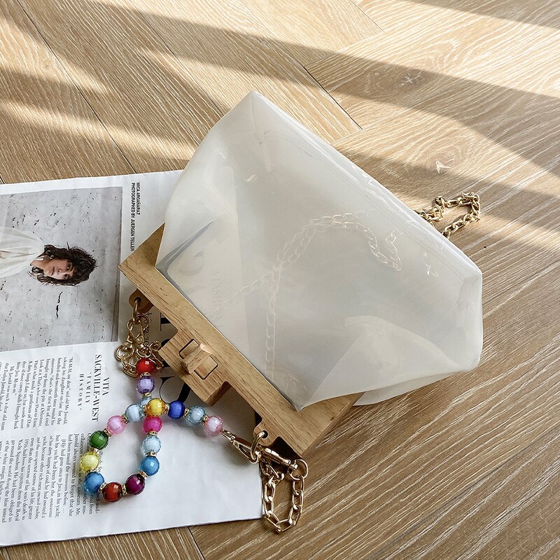 Transparent Jelly Tote bag Summer High PVC Women's Handbag Chain Shoulder Messenger Bag Travel Bag