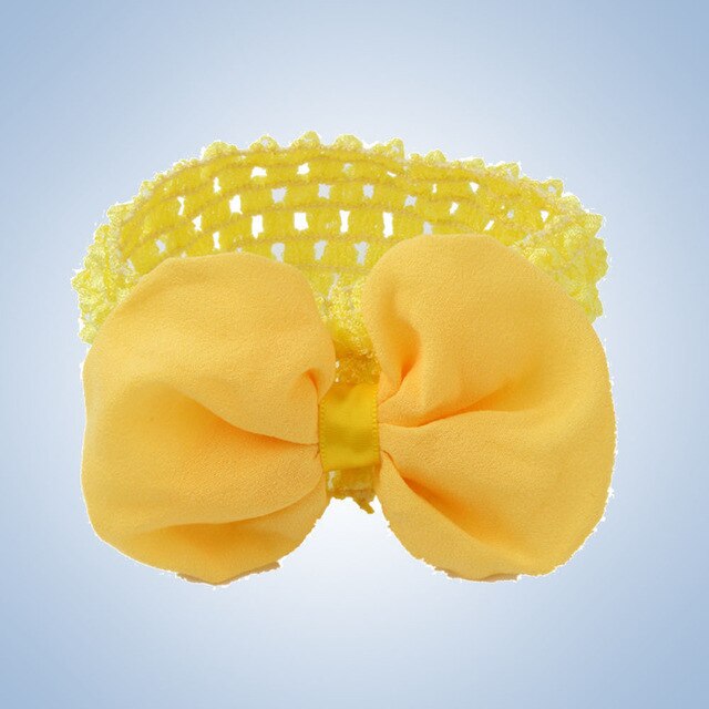 Bandeaux à fleurs pour bébé fille, accessoires de photographie, nœud, paillettes, grandes fleurs, élastique, large, pour cheveux: YELLOW