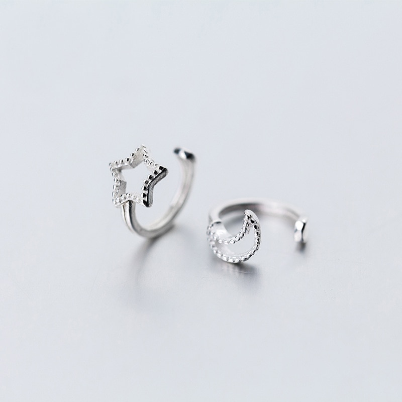 MloveAcc-pendientes de plata de ley 925 con forma de luna y Estrella, joyería fina minimalista