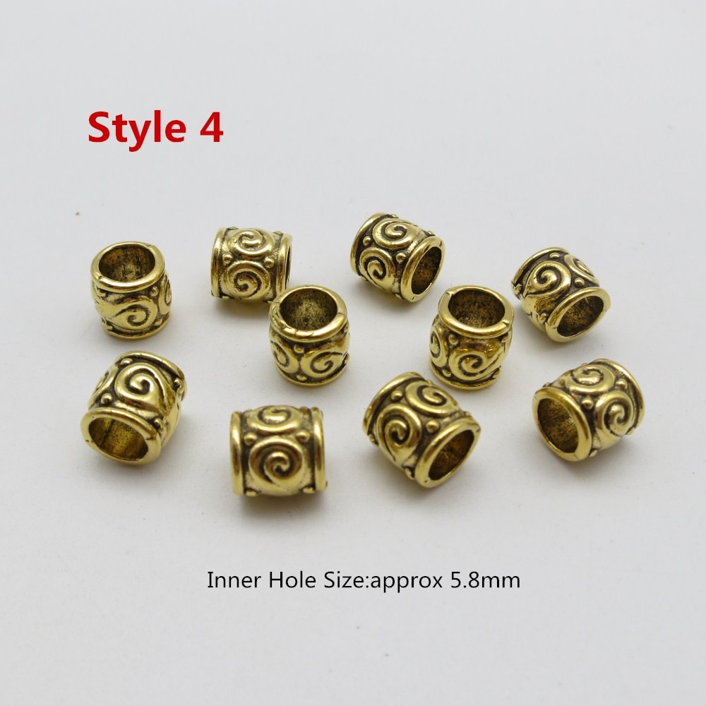 10 teile/paket Antike Gold Wikinger haar flechten furcht dreadlock Bart perlen ringe rohr für mädchen frauen männer Frisuren Zubehör: 10Stck Stil 4