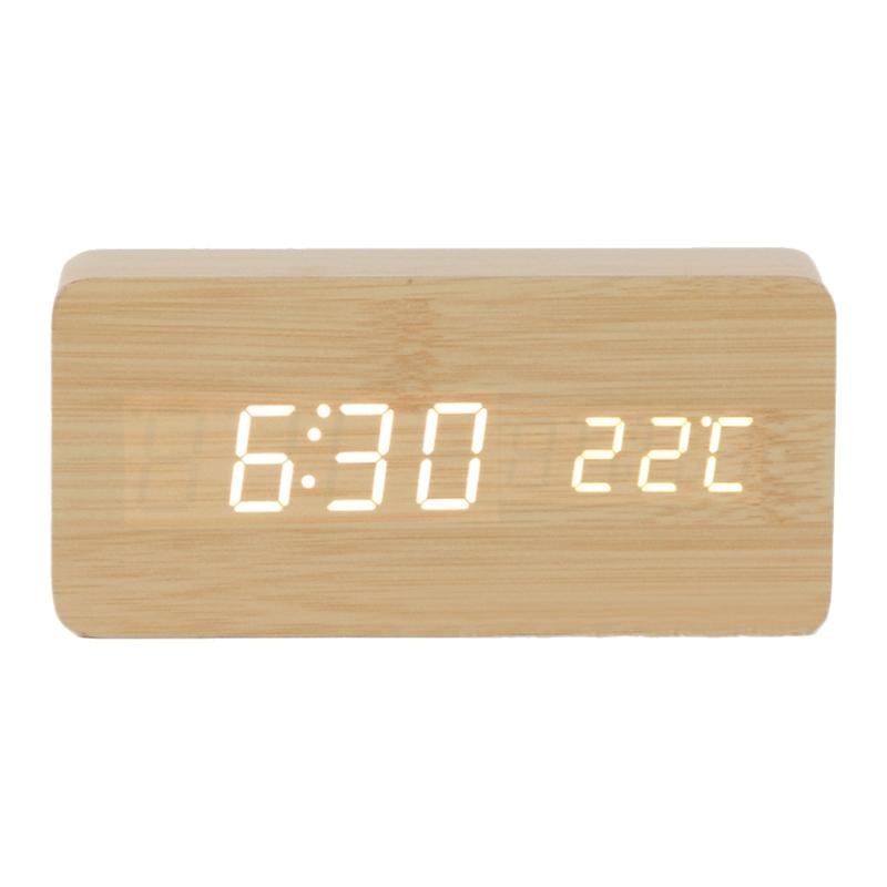 Houten Led Wekker Display Kalender Thermometer Houten Tafel Decoratie Functionele Klokken Zonder Batterij A35: Picture 2