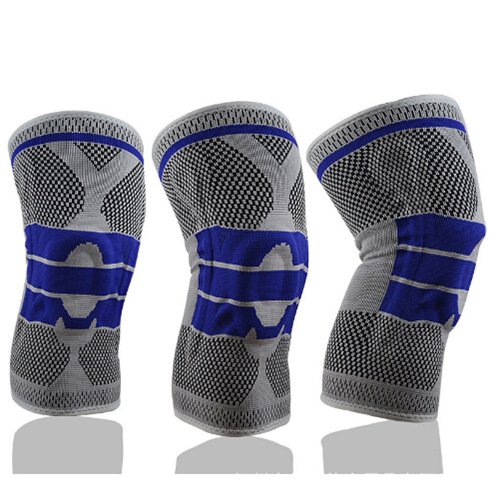 1 pcs Knee Patella Protector Brace Silicone Spring Knee Pad Basketball Running Compression Knee Sleeve Support Sports Kneepads: Light Grey / M