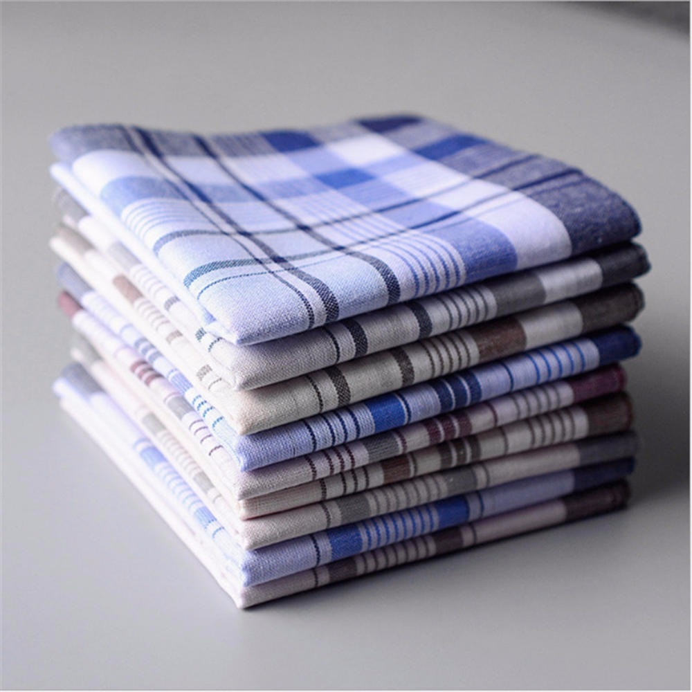 1pc firkantede plaid stribe lommetørklæder mænd klassisk vintage lomme lomme bomuldshåndklæde til bryllupsfest 38*38cm tilfældige farver