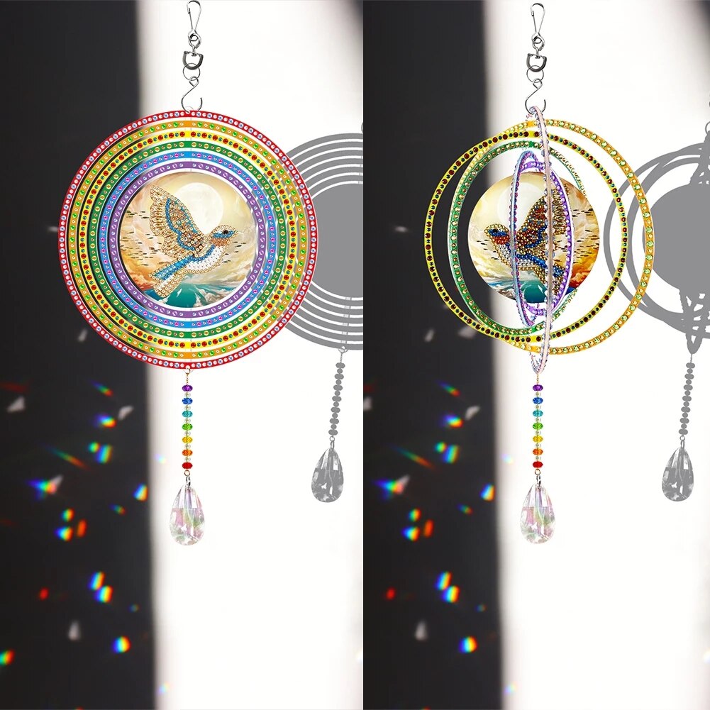 Exquisite Rotatable Wind Chime Kit 5D Diamond Painted Shaped Diamond Embroidery Pendant DIY Craft Mosaic Home Decor