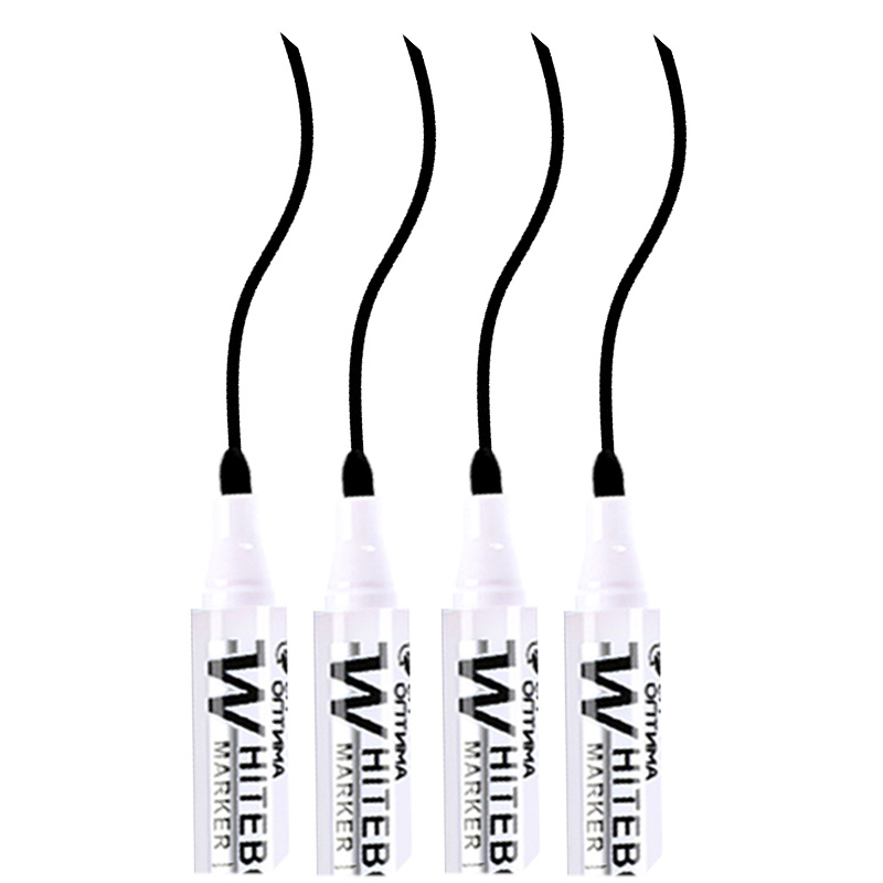 Erasable Whiteboard Marker Pen, Material Escolar, Papelaria para Professor, Preto, Azul, Vermelho, Tinta verde, Crude Nib Markers, W, 4Pc Set: BRANCO