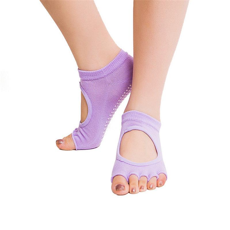 Fem tæer sokker kvinder runde yoga sokker balletdans sokker til kvinder: Lavendel