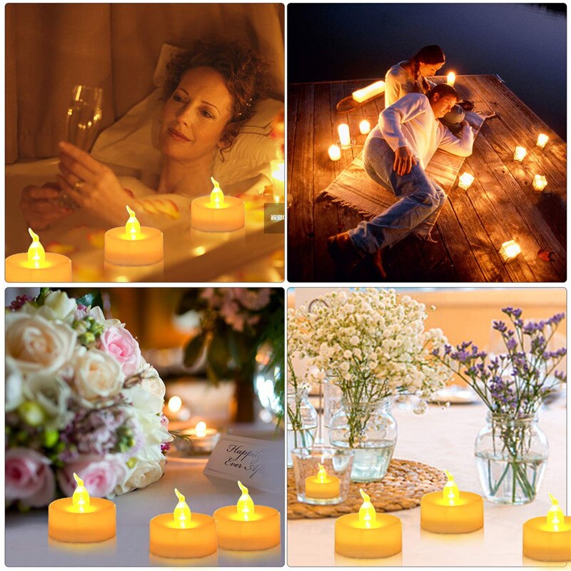 12 Stuks Led Kaars Warm Geel Kaars Licht Creatieve Lamp Batterij Aangedreven Home Birthday Party Bruiloft Decoratie Verlichting