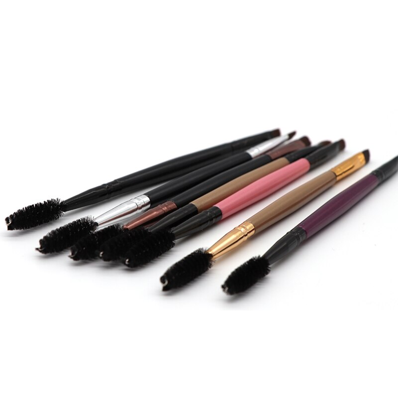 6 colores cepillo brocha doble para cejas + pestañas cepillos peine belleza para cejas pestañas brocha maquillaje de los cepillos para las mujeres