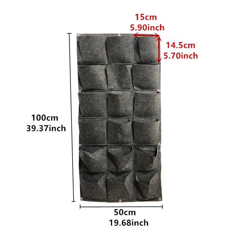 25/36/49 Zakken Opknoping Grijs Grow Bag Planter Verticale Tuin Groente Living Garden Bag Planter Groeiende Zakken Bloemen Supply: 18 grid gray