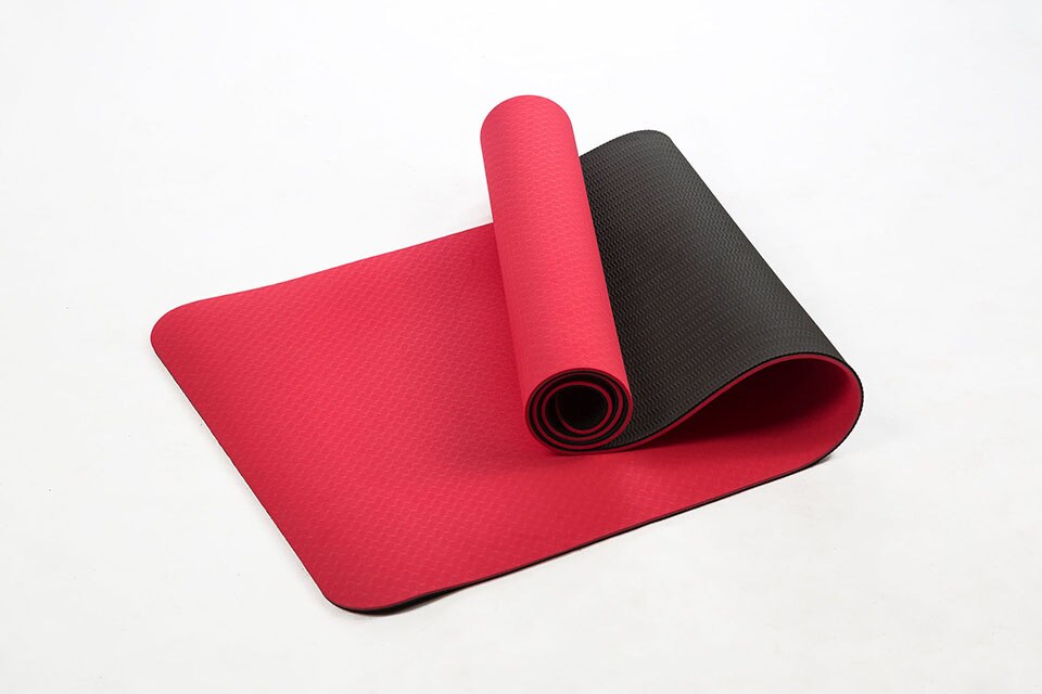 183*61Cm 6Mm Dikke Dubbele Kleur Antislip Tpe Yoga Mat Oefening Sport Mat Voor fitness Gym Thuis Smaakloos Pad: Rood