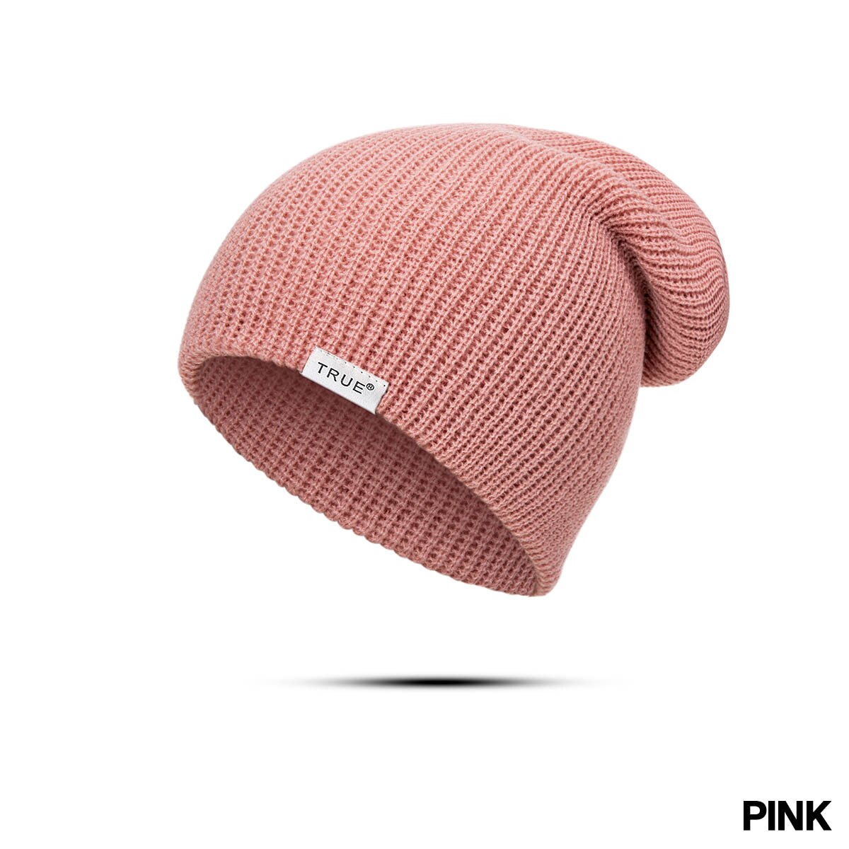 Urdiamond dames winter muts heren gebreide zachte muts effen kleur skullies mutsen warme jongens meisjes mutsen letter muts gorro: Roze