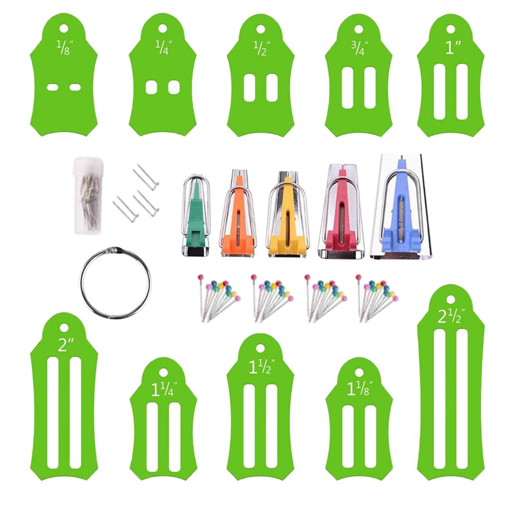 1 Set Bias Binding Maker Sewing Quilting Tools DIY Jelly Roll Sasher Tool Set For Sewing Accessories: 18 Pieces