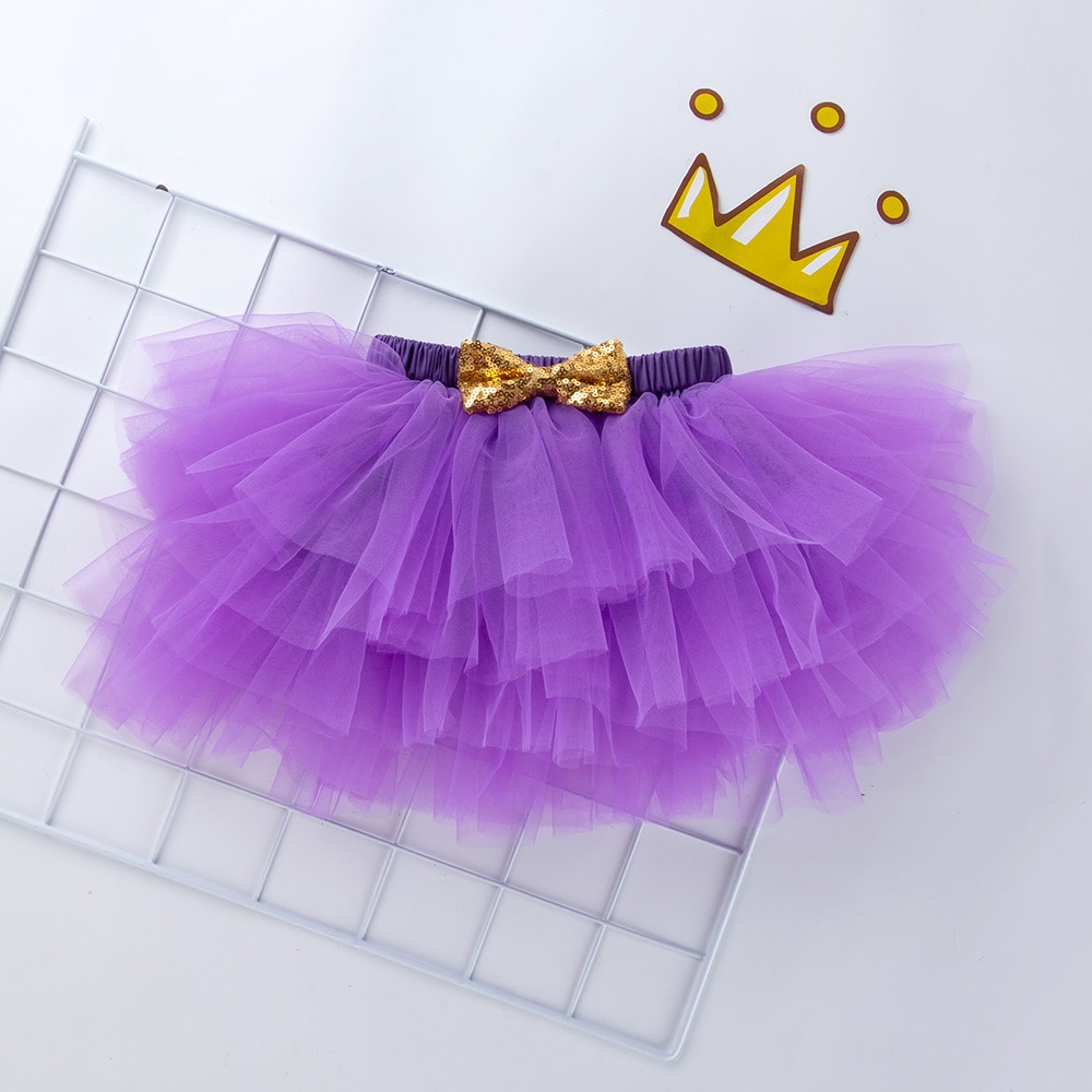 Pettiskirt – jupe Tutu solide pour bébé fille, jupe pour enfant en bas âge, avec nœud doré, d&#39;anniversaire, , de 0 à 2 ans, 2022