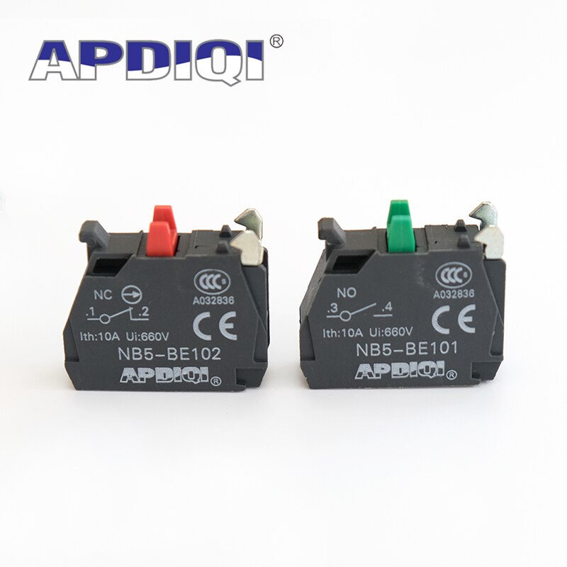 Bloc de Contact XB5 normalement ouvert et fermé, pièces de commutateur, NO vert NC rouge BE101 BE102 ZB5 APDIQI 22MM ZBEE-101 10 pièces