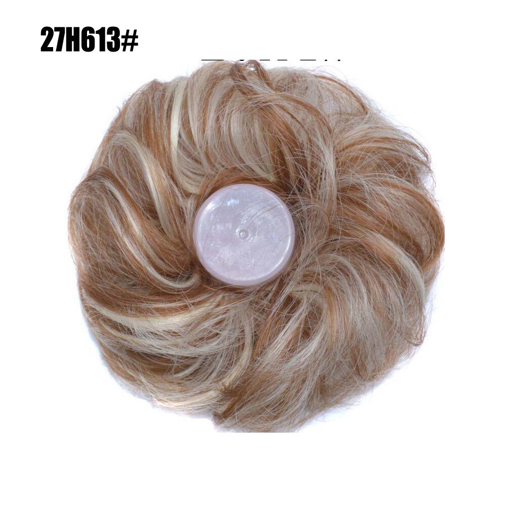 Girls Hair Buns Synthetic Curly Chignon Wrap On Messy Bun Ponytails With Rubber Band Hair Extensions For Women: 27H613