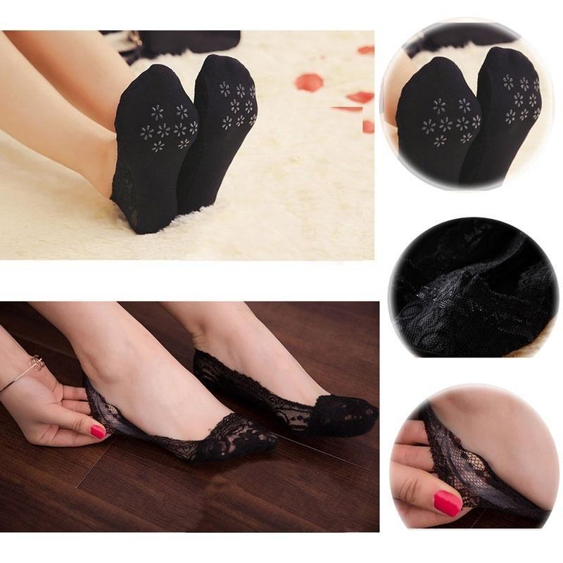 Spring Summer Women's Socks Lace Thin Non-Slip Silicone Invisible Girls Woman Ankle Socks Peas Shoes Low Cut Socks