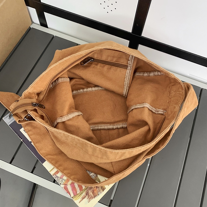 Casual canvas schooltas voor dames, crossbodytas voor studenten, effen kleur, grote capaciteit, trendy, coole schoudertas voor heren