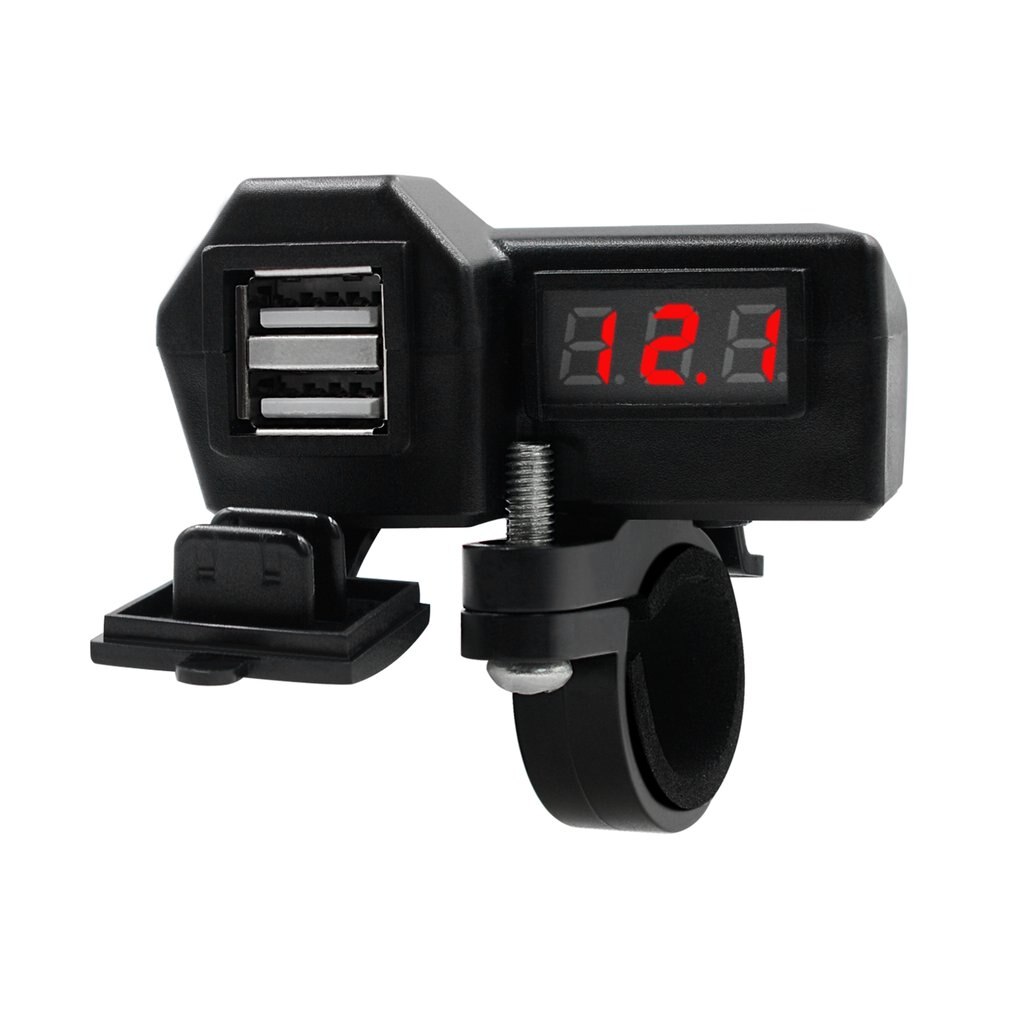 Neueste 12V Auto Motorrad Handy Ladegerät Abs Dual Usb Mit Schalter 24V Rv Boot Auto Ladegerät + voltmeter