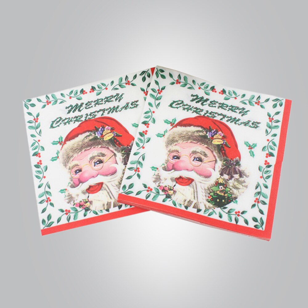 20 Stuks Gedrukt Kerst Servetten Kerstman Patroon Tissue Diner Servetten Verjaardagsfeestje Gunsten Xmas Supplies