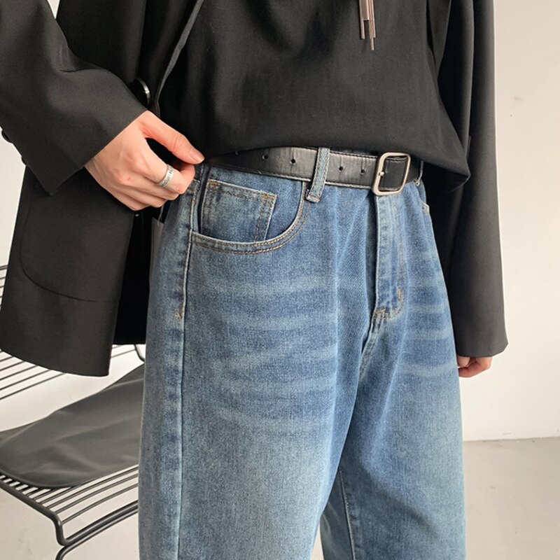 Baggy Jeans Men Side Slit BF Retro Plus Size 3XL Loose Mens Denim Trousers Straight All-match Spring Harajuku Trendy