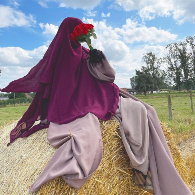 Foulard khimar trois couches à volants pour femmes, hijab, musulmane, dubaï, Turban turc, châles malaisiens, marocain