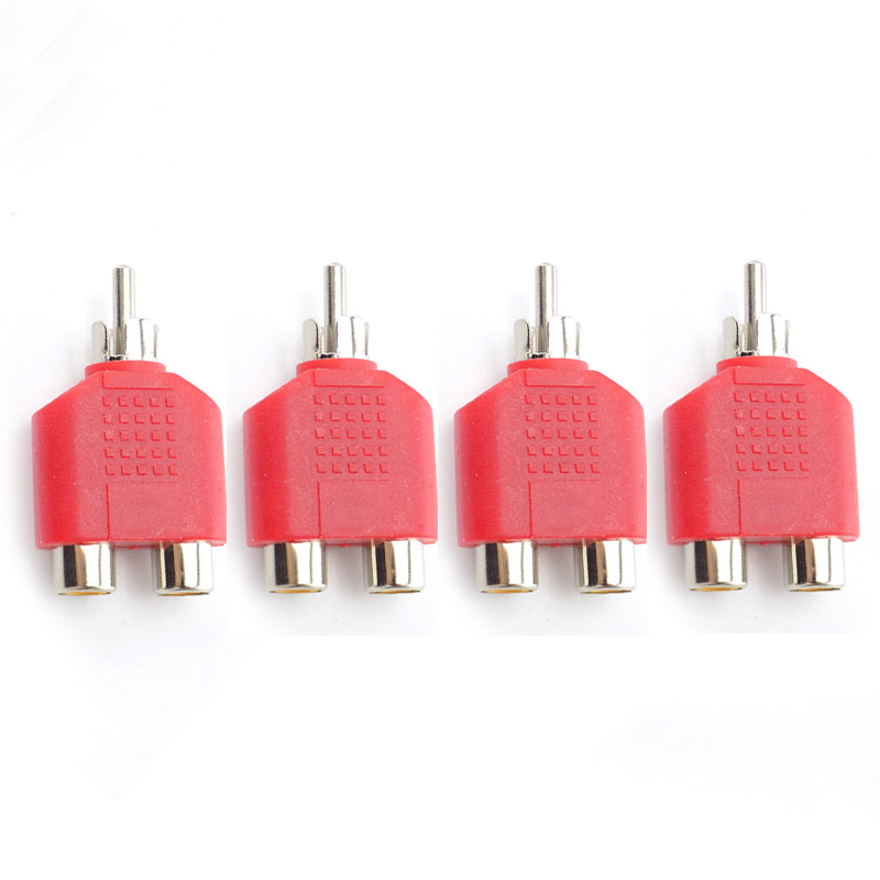 4pcs RCA Connector Y Splitter 1 Male to 2 Female Adapter AV Jack Plug Double Audio Video Converter CCTV Camera Security System: Red