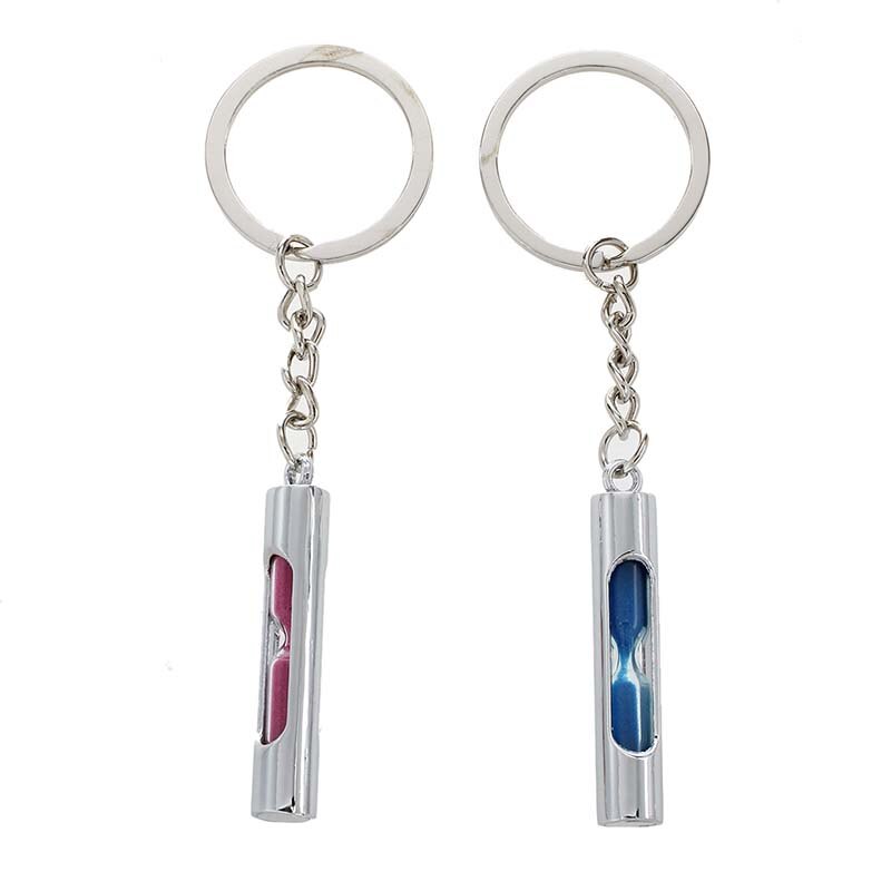 ! 2 Classic Hourglass Key Chains Sand Timer Keychains for Perfect Valentine's Day Pink Blue