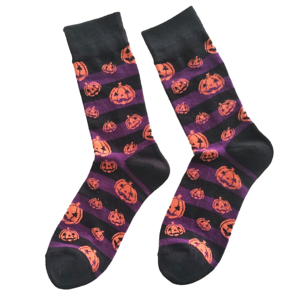 Print sokker halloween fest græskar flagermus print herre åndbar bomuld mellemrør crew sokker/herre sokker/sjove sokker/prin