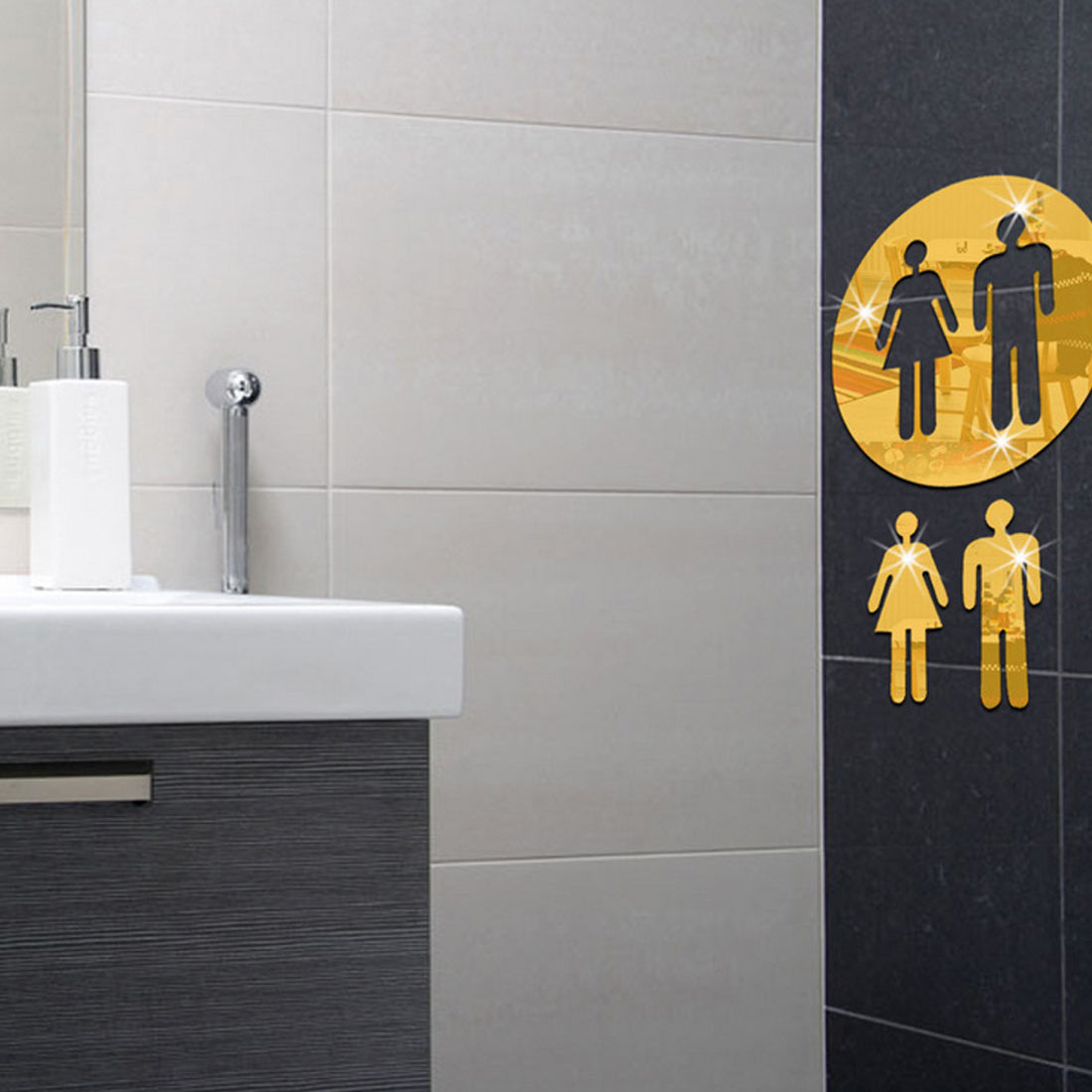 3D Acryl Badkamer Spiegel Stickers Vrouw & Man Wc Teken Spiegel Muursticker Home Hotel Washroom Deur Teken Spiegel Sticker