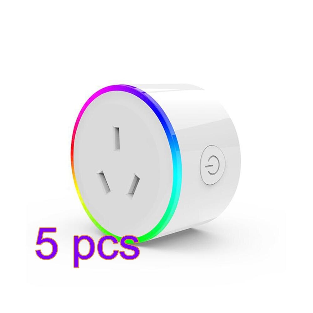Smart wifi-stik wifi hjem smart au-stik med timerudtag strømstik strømmonitor fjernbetjening til android/ios telefonapp: 5 stk