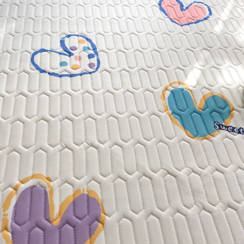 Ins Cute Latex Mattress Cover Set Girly Heart Air Conditioning Soft Mat Foldable Machine Washable Bed Mat Cool Bed Cover