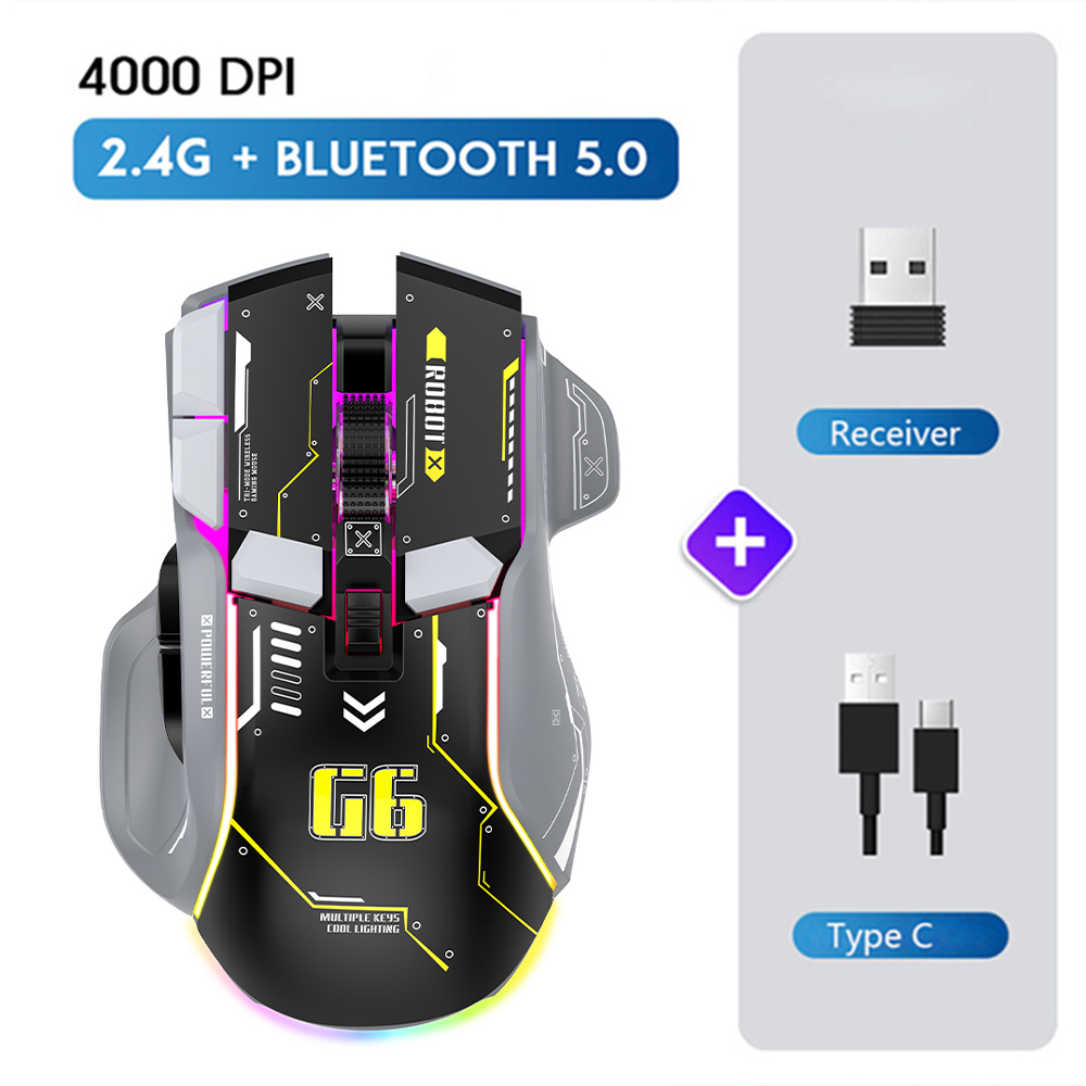 Wireless Gaming Maus Wired Computer Mäuse RGB Gamer Ergonomische 10 Taste 4000-12800DPI LED Spiel Für PC Laptop: Rot