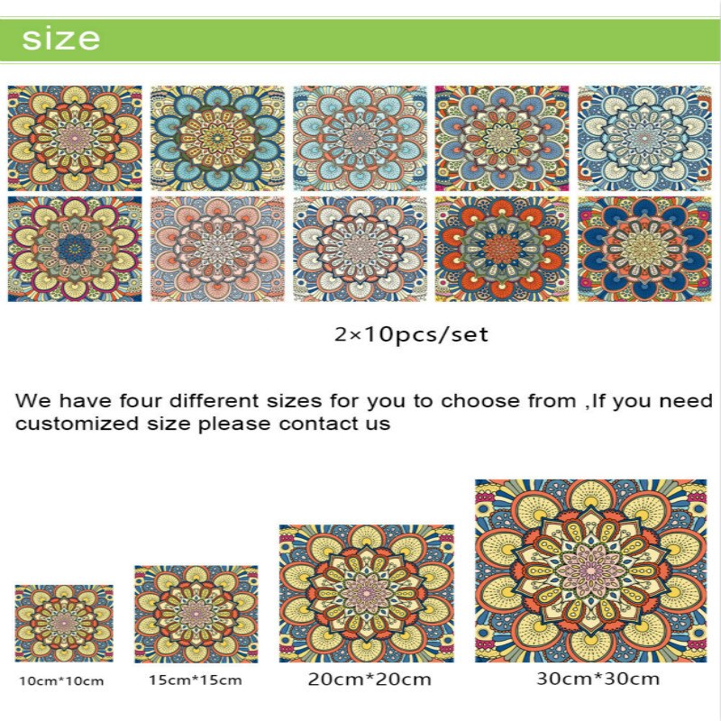 Mandala motif cristal dur pièce carreaux de céramique autocollants maison cuisine salle de bain évier décoration étanche amovible autocollant mural