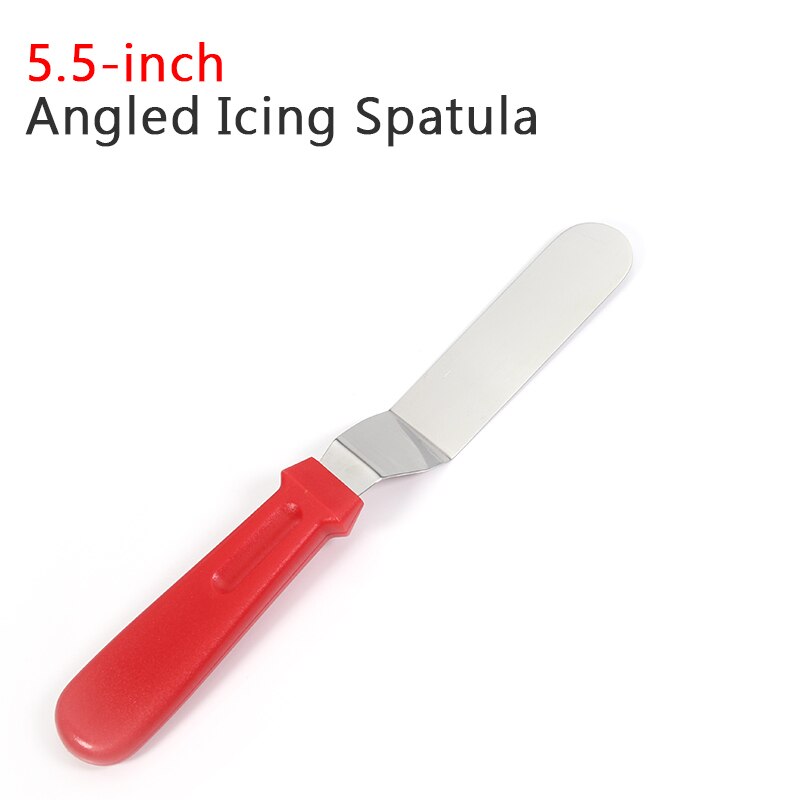 Angled Icing Spatula - Cake Frosting Spatula - Stainless Steel - Baking and Cake Decorating Supplies - Use for Kitchen or Bakery: Red 5.5 inch