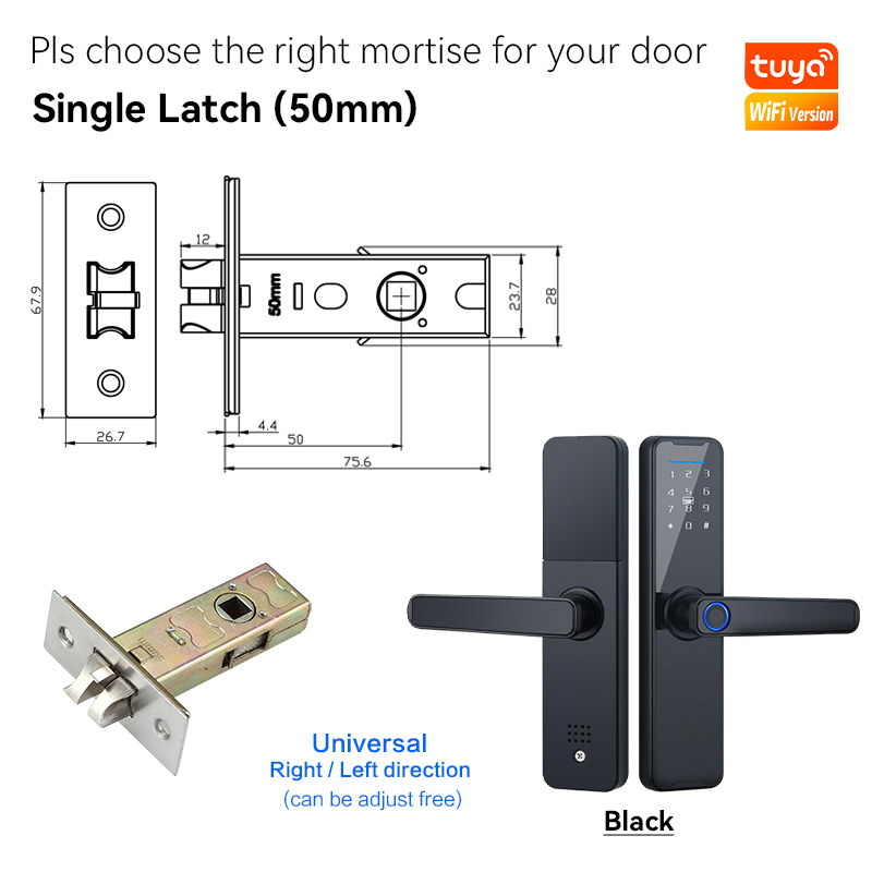 YRHAND-cerradura inteligente K7, cerrojo biométrico negro, aplicación Tuya, desbloqueo remoto, sin llave, wifi, cerradura electrónica para puerta