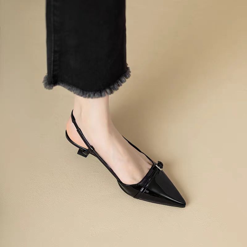 2024 zapatos de de tacones medios sexis con punta estrecha, sandalias de mujer, zapatos de tacón de de de verano, zapatos informales con talón descubierto, zapatillas de vestir