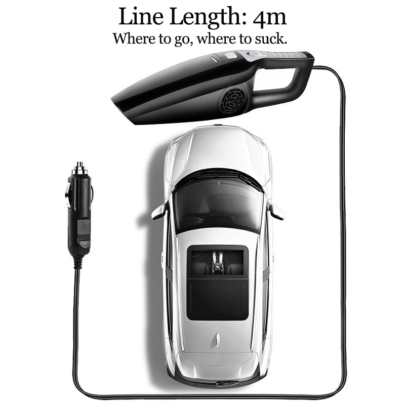 8000Pa Strong Suction Car Vacuum Cleaner 120W 12V Portable Handheld Car Plug Wired Wet/Dry Vaccum Cleaners for Car Home Pet Hair
