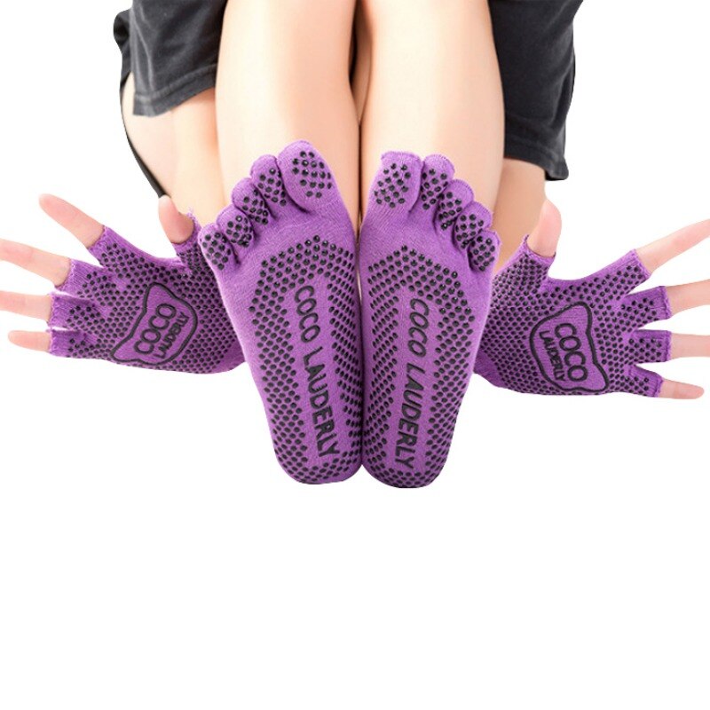 Skarpety palczaste robić jogi skarpety sportowe damskie antypoślizgowe skarpetki robić jogi i zestaw rękawiczek pełne skarpetki sportowe taniec skarpetki robić pilatesu