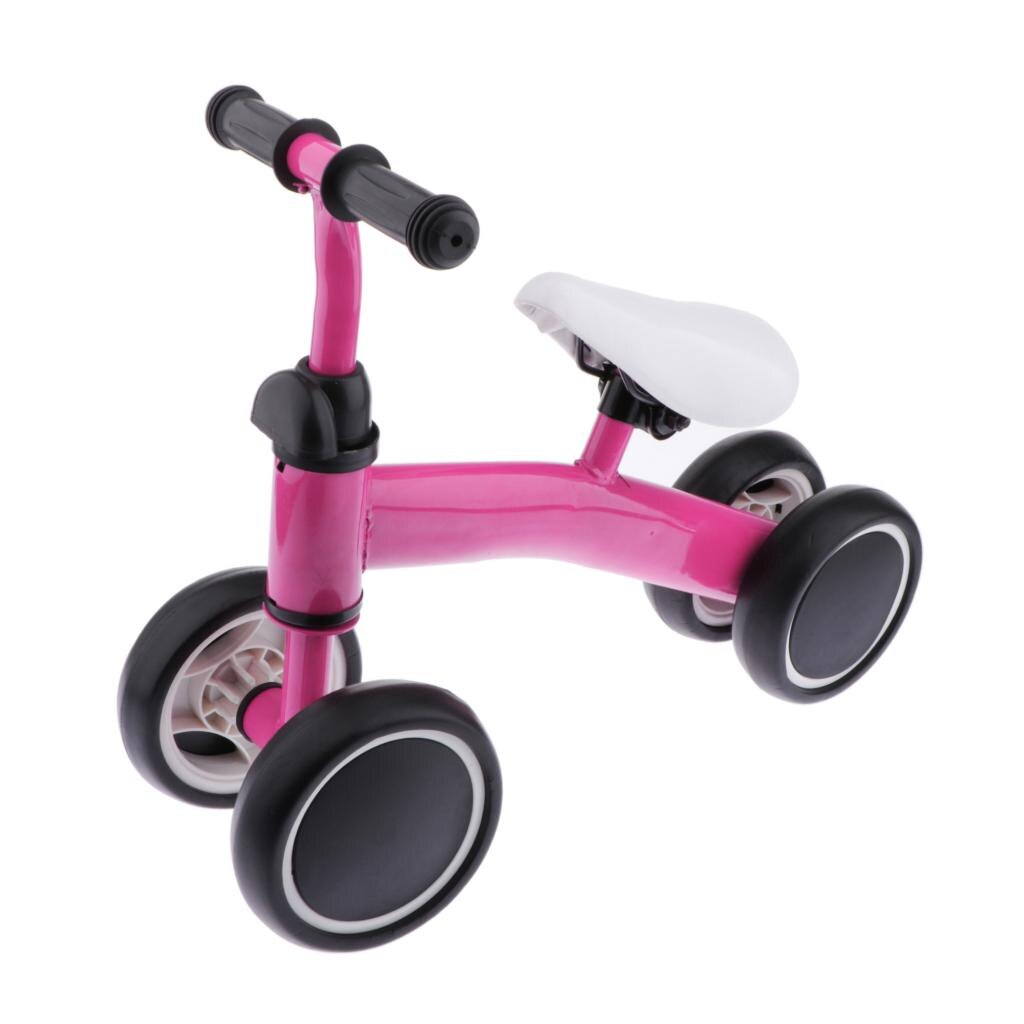 Skridsikker baby balance cykel børn toddler rullator dreng pige 4 hjul skub cykeltilbehør: Lyserød