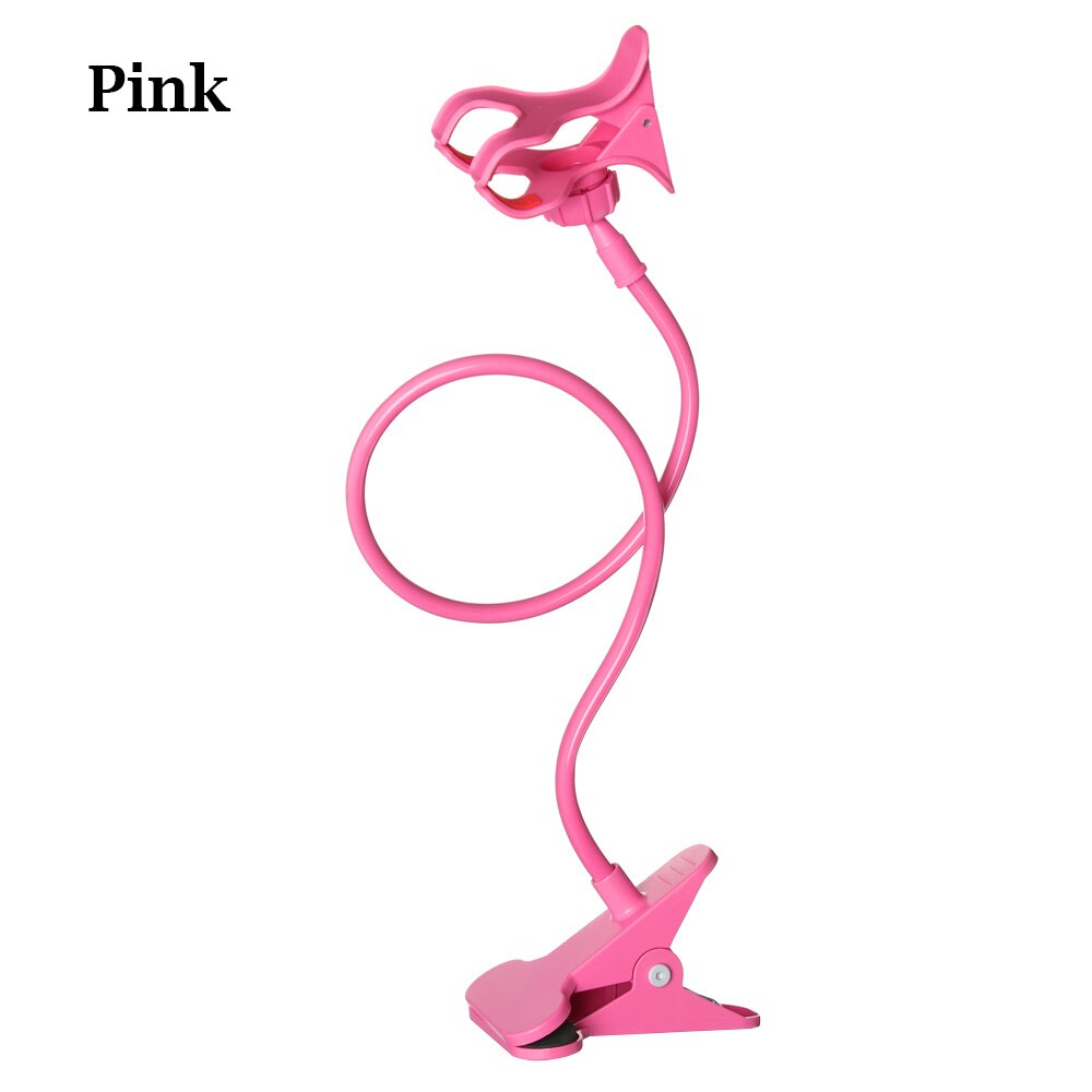 Mount Stand 360° Rotating Plastic Mobile Phone Stand Clamp Bed Desk Lazy Holder Flexible Arm Mobile Phone Rack: Pink