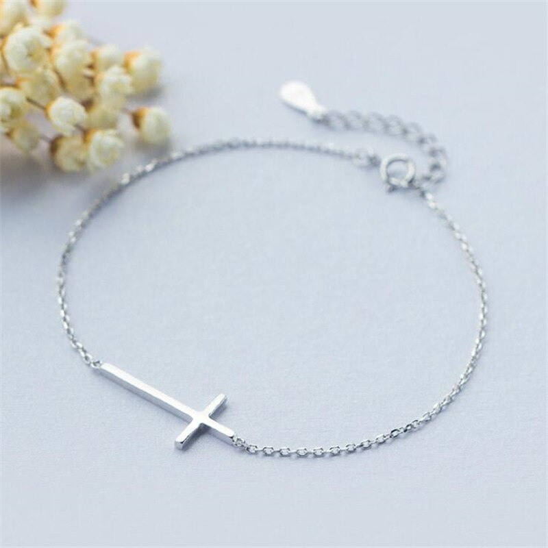 Simple femme brillant croix 925 bijoux en argent Sterling personnalité populaire exquis Bracelets SB1