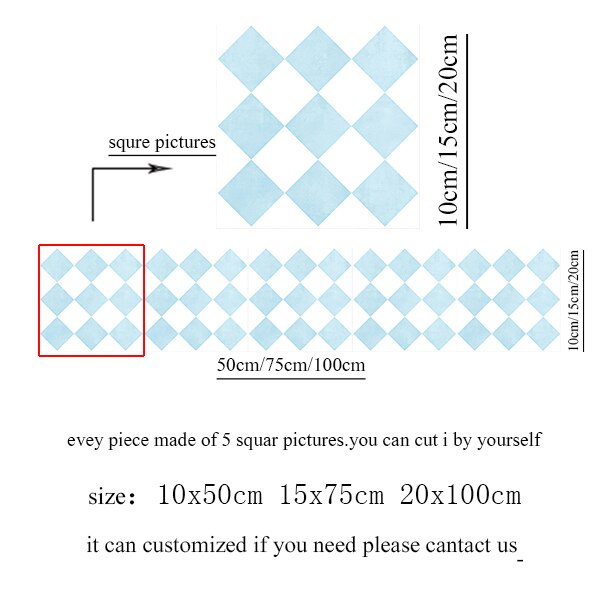 Mediterranean Blue Tile Floor Sticker PVC Bathroom Kitchen Waterproof Wall Sticker Home Decor TV Sofa Wall Art Mural: 4 / 20x100cm