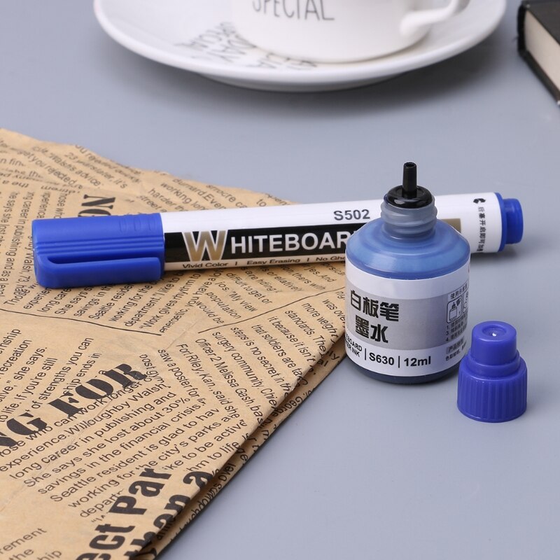 12Ml Refill Inkt Voor Bijvullen Inkt Whiteboard Marker Pen Zwart Rood Blauw 3 Kleuren