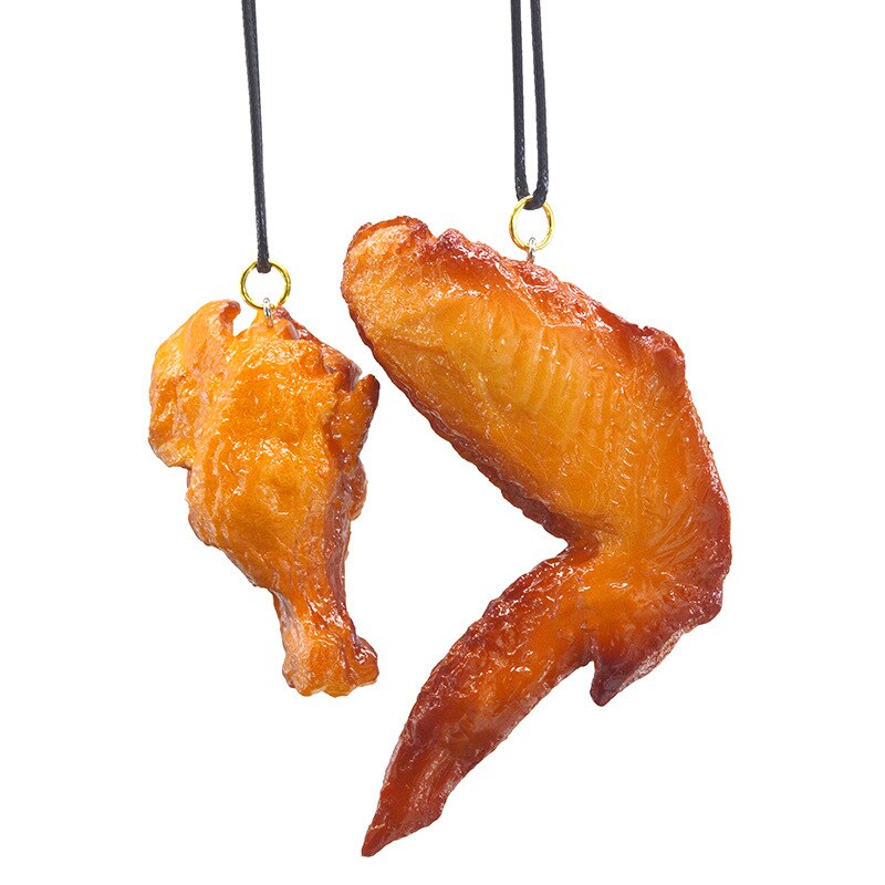 Imitatie Voedsel Sleutelhanger Franse Kip Nuggets Gebakken Kip Been Voedsel Hanger Sleutelhanger Cadeaus Voor Vriendje Kid Speelgoed