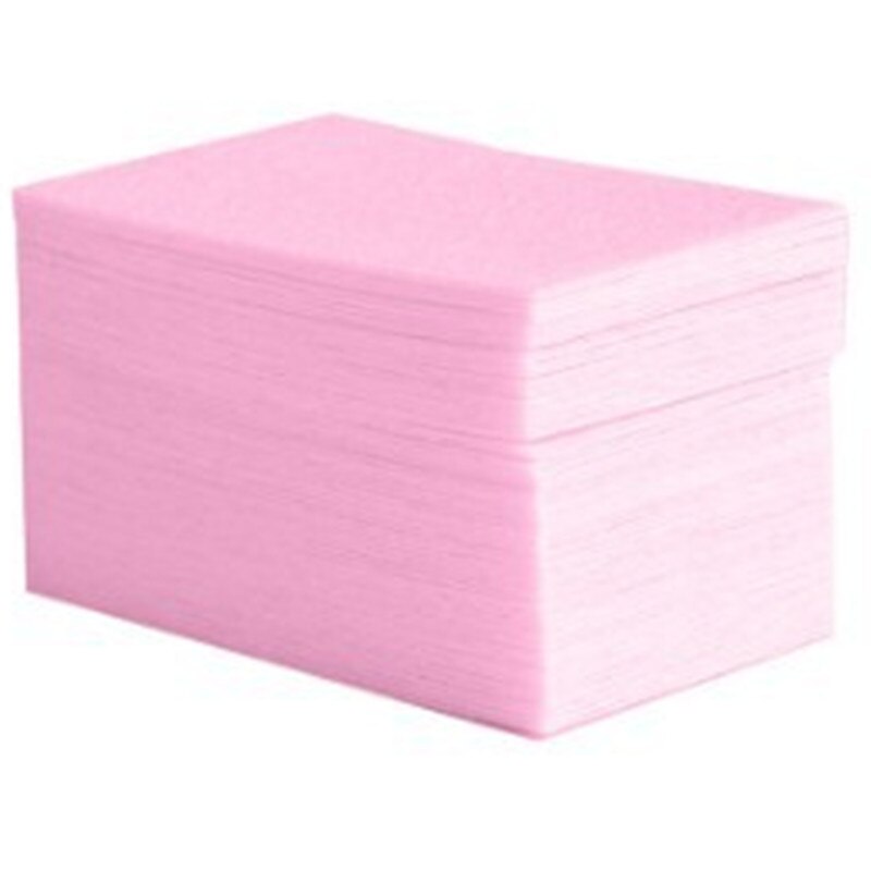 100 Pcs-Pluizende Doekjes Servetten Nagellak Remover Gel Nail Doekjes Nail Cutton Pads Manicure Pedicure Gel Gereedschap: Pink  100Pcs