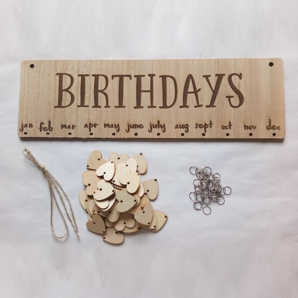 Birthday Reminder Advent Calendar Wood Board DIY Handmade Craft Rustic Hanging for Home Decoration Party Celebration Favor