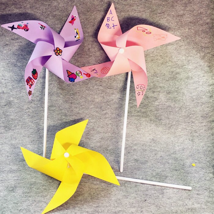 Jouets pour printemps, moulin à vent en papier, 10 couleurs, bricolage, amusement familial, arts et artisanat à l'école maternelle, jouets éducatifs, OEM